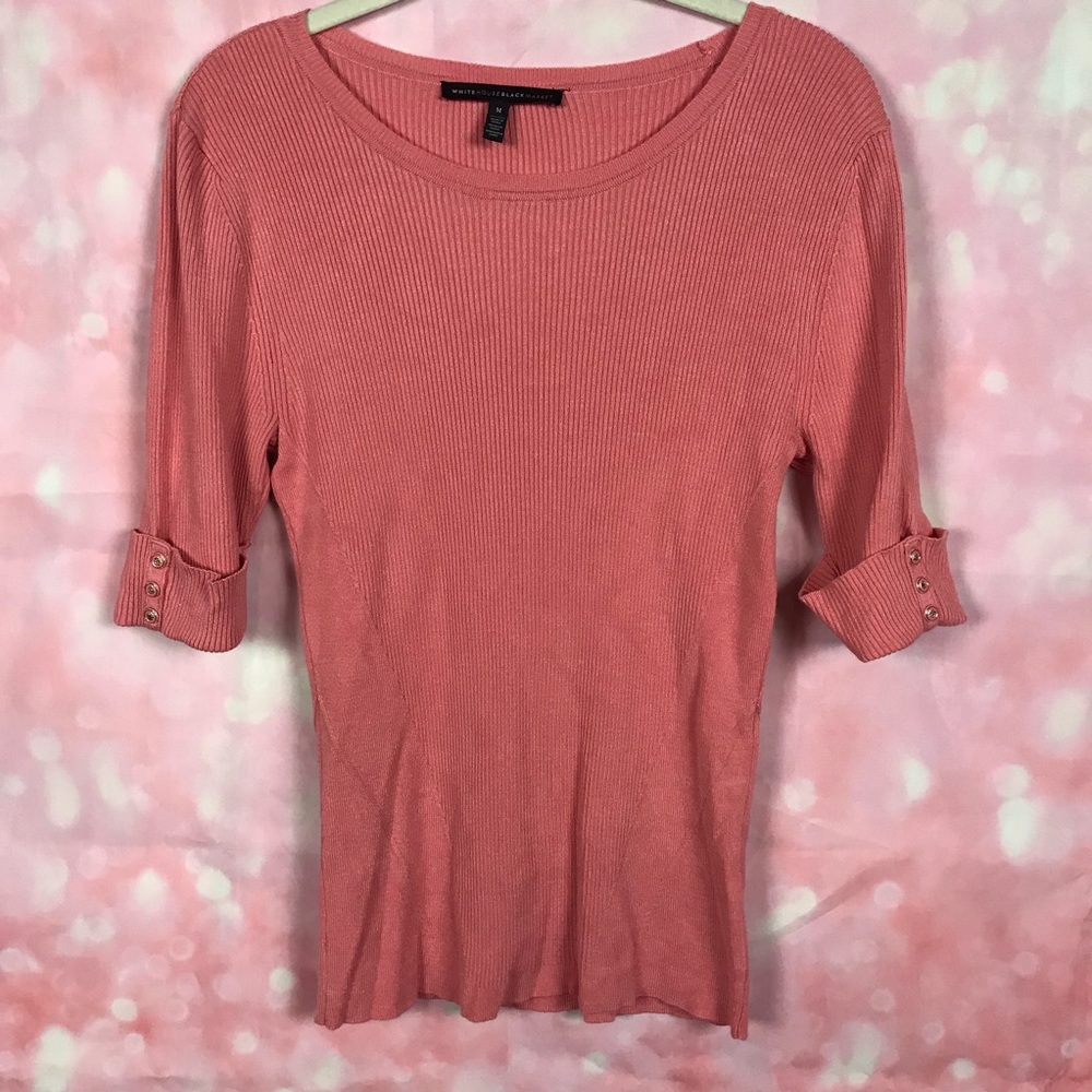 White House Black Market Peach Short Sleeve Top